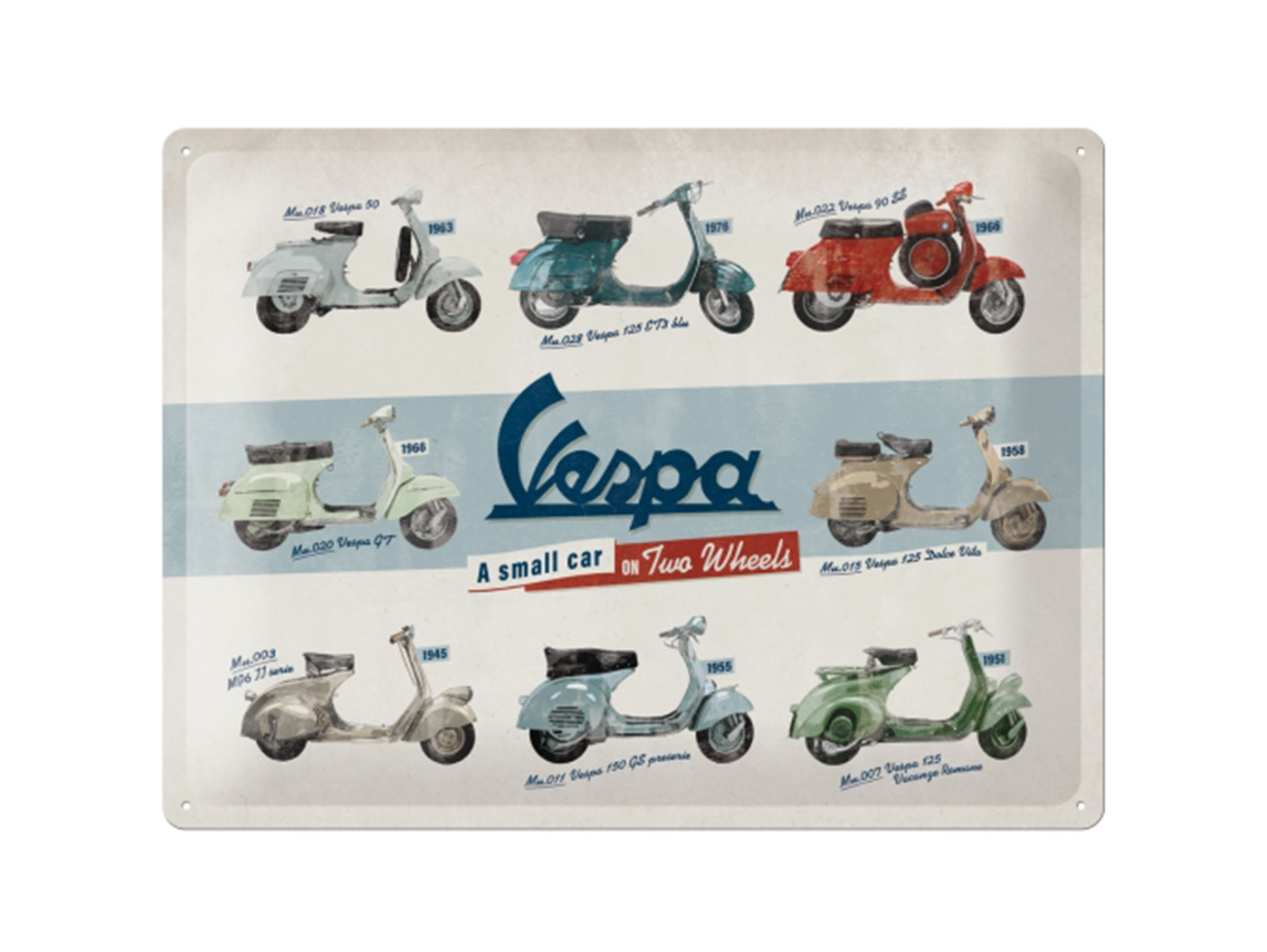 Metal sign "Vespa Model Chart" Perfect for a gift