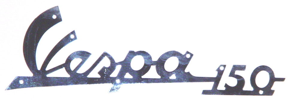 Σήμα ποδιάς Vespa 150 αλουμινίο-οχι χρώμιο (χρειάζονται 7 πιρτσινάκια με κωδικο (11233)
