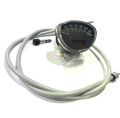 Speedometer black Vespa GTR-Sprint-Rally, including speedometer cable and gear.