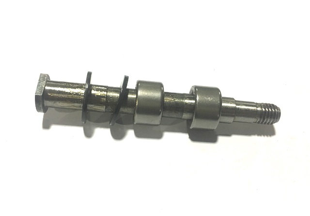 Axle and bearing suspension arm for Vespa VM, VN, VNA, VNB5 ->026920, Acma, VL, VB1, VBA, VBB2 -1>212457, GL ->067470, GS VS 1-5, bolt fixing, 12 x 107mm, bearing outer 20 mm.