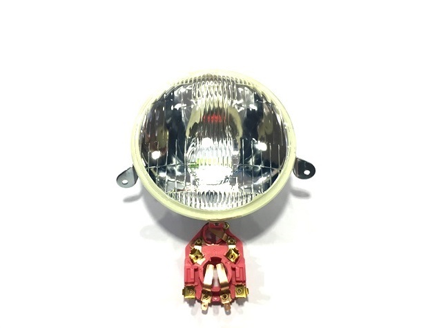 Headlight (glass, not plastic) for Vespa PX (with bulb holder BA20D - 12(6)-35/35 or 25/25 and BA15S 12 (6)/ 5 W) without lamps.