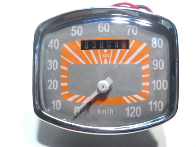 Speedometer VDO Vespa VNB , GS3, VDTS, T4 VGLA-B orange face plate for German Models