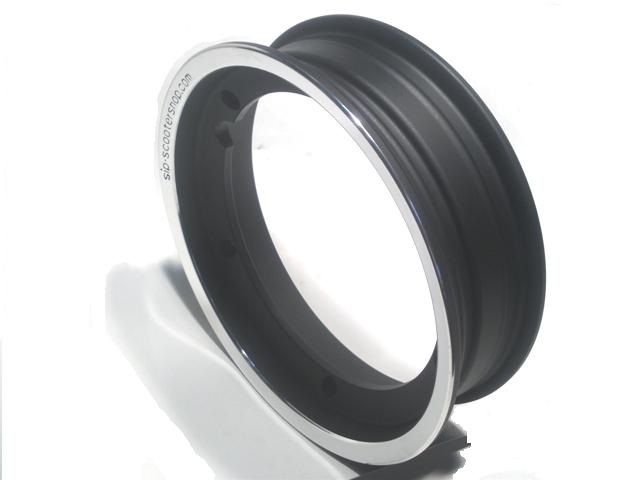 Ζάντα tubeless SIP αλουμινίου (εγκεκριμένη ποιότητα από το ΚΤΕΟ Γερμανίας) μαύρη με γυαλισμένο χείλος για Vespa V50/PV/ET3/PK/PX/T5, 2.10 x 10