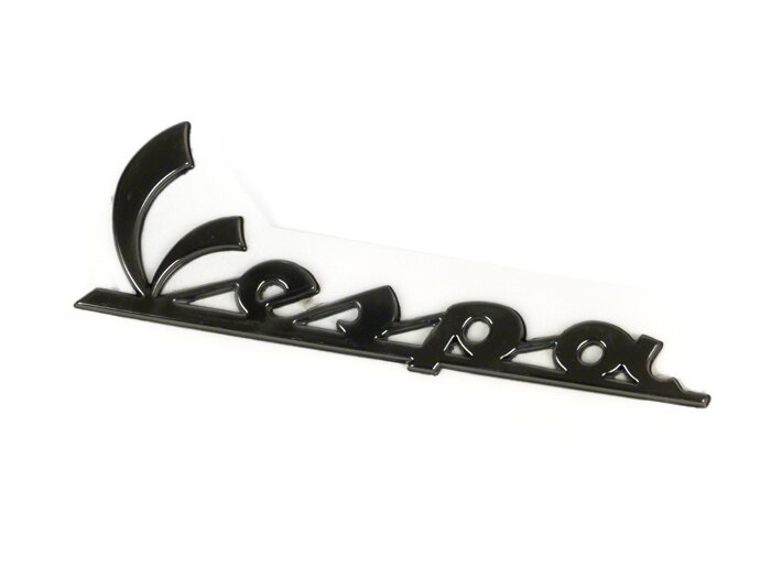 Σήμα Vespa ποδιάς ανάγλυφο, μαύρο (ανθρακί) αυτοκόλλητο με μήκος 10,00 cm