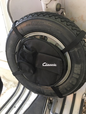 Bag SIP "Classic", for spare wheel 10", open rim, round, 24x5cm, nylon, black