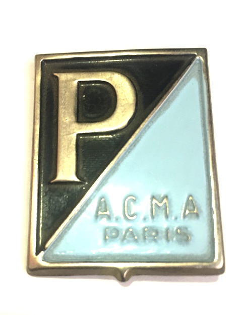 Badge horn cover Piaggio ACMA Paris rectangle  clamp fixing