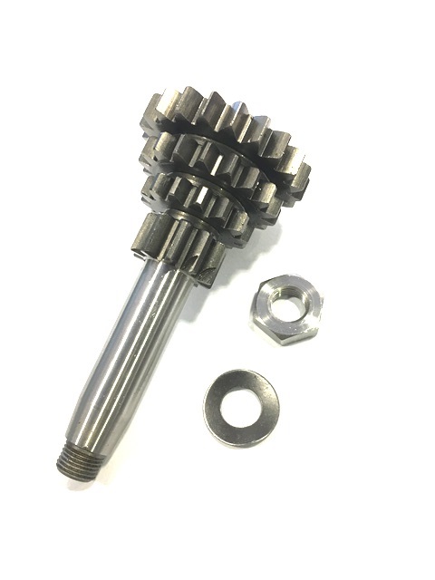 Input shaft assembly DRT 10-14-18-21 teeth, for PK gears, "short 4th gear" 47 theeth for Vespa 50S, Special, 125 ET3, PK50, XL, FL2 (1st gear 58, 2nd 54, 3rd 50)