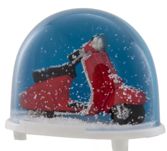 Snow Globe with Vespa. (l 55mm, w 70mm, h 55mm). Perfect gift.