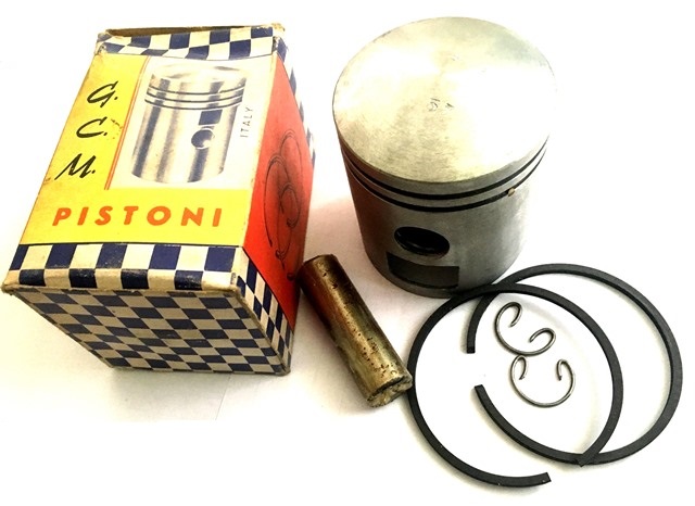 Piston Vespa GS 150 , 57 mm , standard , with 2 springs , New Old Stock, G.C.M., Made in Italy
