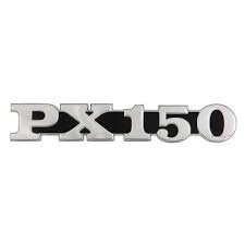 Σήμα αυτοκόλλητο χρώμιο καπό VESPA PX 150 '11. Διαστάσεις 129x22mm