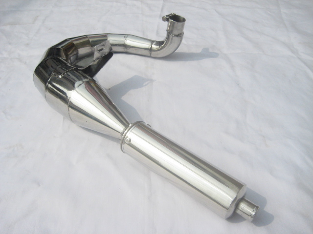 Stainless steel exhaust racing (left without spare wheel) for Vespa Sprint, Ts, Gtr, Px 125-150