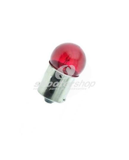Red light bulb 12V-10W, socket Ba15s, for Vespa PΧ, T5, PK XL-FL.