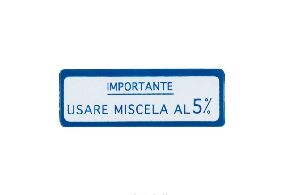 Sticker "usare miscela al 5 %" for Vespa 98, V1T-V15T, V30T -V33T, VM, VU1T, VN, ACMA, 150 VL1T, VL2T, VL3T, VB1,GS 160, SS 180